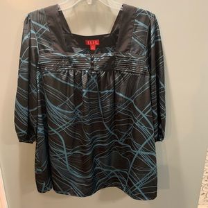 Elle Black and Blue Swirled Blouse